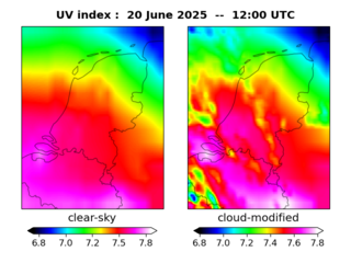 UV index map at 1200 UTC