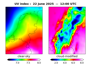 UV index map at 1200 UTC