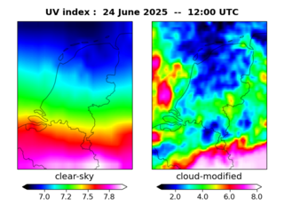 UV index map at 1200 UTC