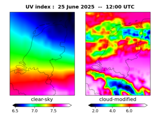 UV index map at 1200 UTC