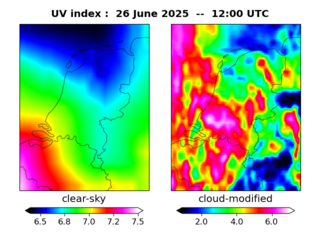 UV index map at 1200 UTC