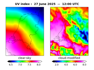 UV index map at 1200 UTC