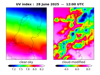UV index map at 1200 UTC