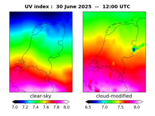 UV index map at 1200 UTC