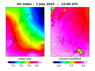 UV index map at 1200 UTC