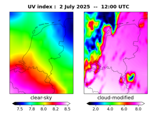 UV index map at 1200 UTC