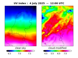 UV index map at 1200 UTC