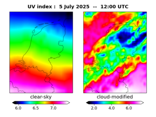 UV index map at 1200 UTC