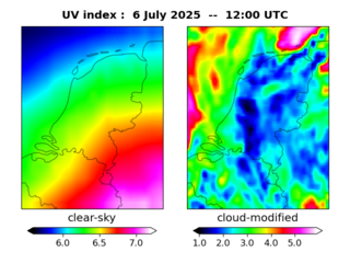 UV index map at 1200 UTC