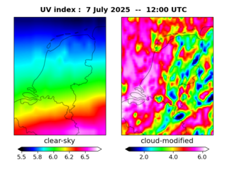 UV index map at 1200 UTC