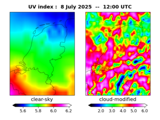 UV index map at 1200 UTC
