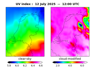 UV index map at 1200 UTC