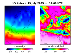 UV index map at 1200 UTC
