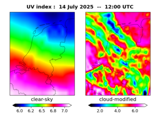 UV index map at 1200 UTC