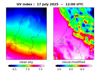 UV index map at 1200 UTC