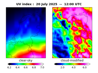 UV index map at 1200 UTC