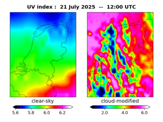 UV index map at 1200 UTC