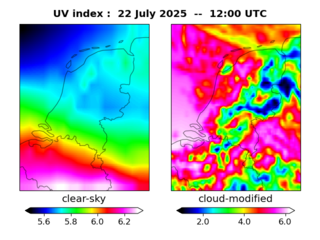 UV index map at 1200 UTC