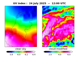 UV index map at 1200 UTC