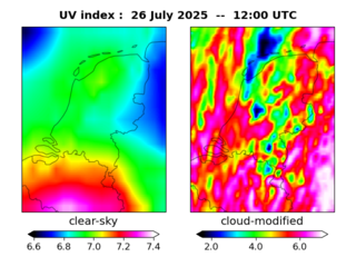 UV index map at 1200 UTC