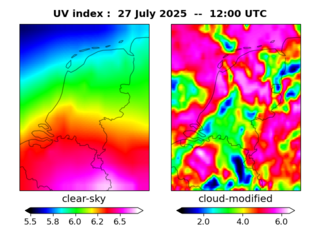 UV index map at 1200 UTC