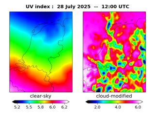 UV index map at 1200 UTC