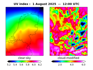 UV index map at 1200 UTC