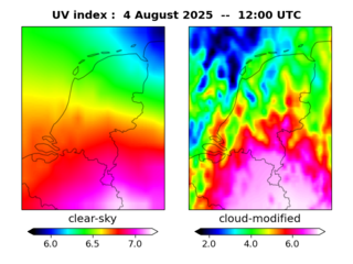 UV index map at 1200 UTC