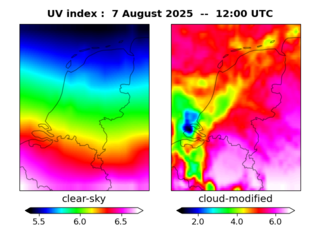 UV index map at 1200 UTC