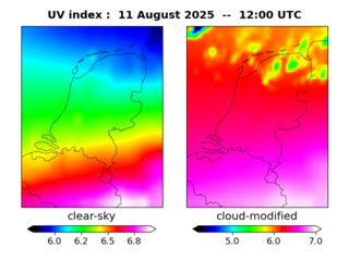 UV index map at 1200 UTC