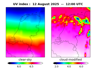UV index map at 1200 UTC
