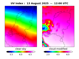 UV index map at 1200 UTC