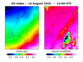 UV index map at 1200 UTC