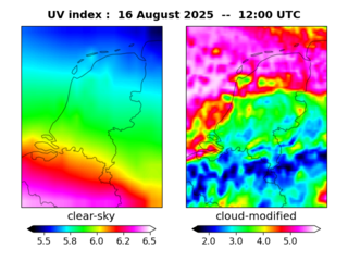 UV index map at 1200 UTC