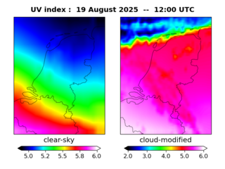 UV index map at 1200 UTC