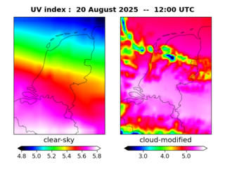 UV index map at 1200 UTC