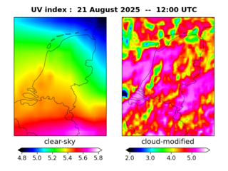 UV index map at 1200 UTC