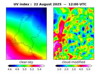 UV index map at 1200 UTC