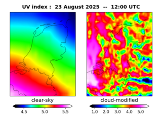 UV index map at 1200 UTC