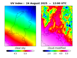 UV index map at 1200 UTC