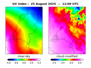 UV index map at 1200 UTC