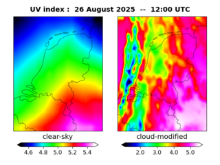 UV index map at 1200 UTC