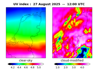 UV index map at 1200 UTC