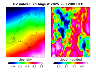UV index map at 1200 UTC