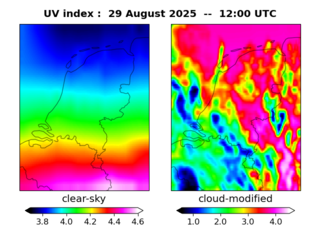 UV index map at 1200 UTC