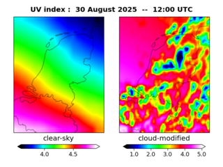 UV index map at 1200 UTC
