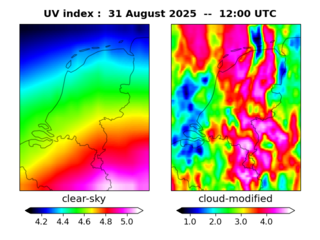 UV index map at 1200 UTC