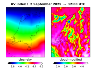 UV index map at 1200 UTC