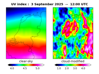 UV index map at 1200 UTC