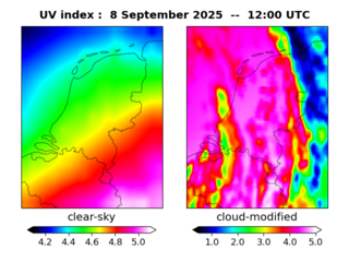 UV index map at 1200 UTC